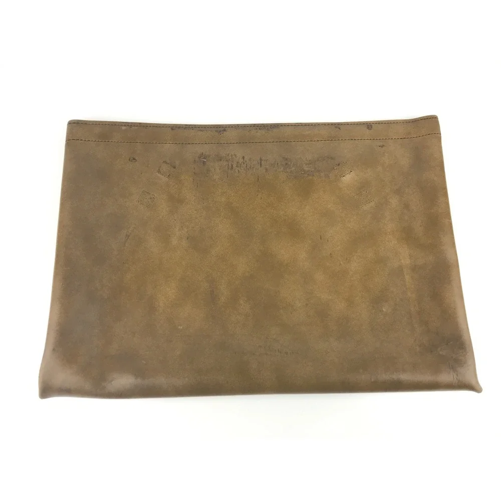 Vintage Document Folder Portfolio Folio Case Tan Leather Hinge Closure 15.5x11.5